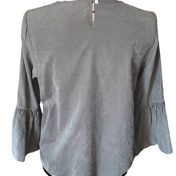 LISTICLE light gray green bell sleeve blouse S - Picture 2 of 5